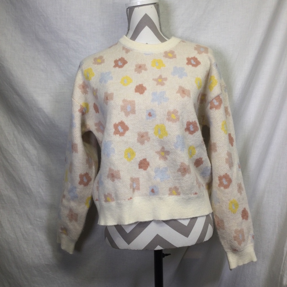 Daisy Street Womens Cream Flowers Pink Yellow Blue, Sz M